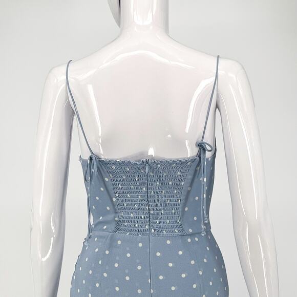 Reformation Kourtney Midi Dress Women’s Size 4 Dewdrop Polka Dot Ruched Slit - Picture 7 of 8